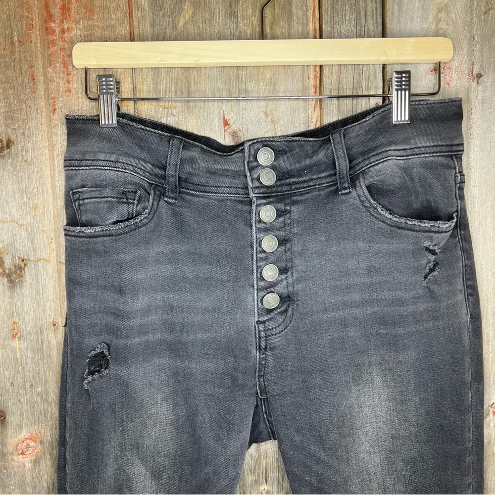 Flying Monkey Atomic High Rise Skinny Jeans Exposed Button Fly in Black size 29 - Picture 5 of 13